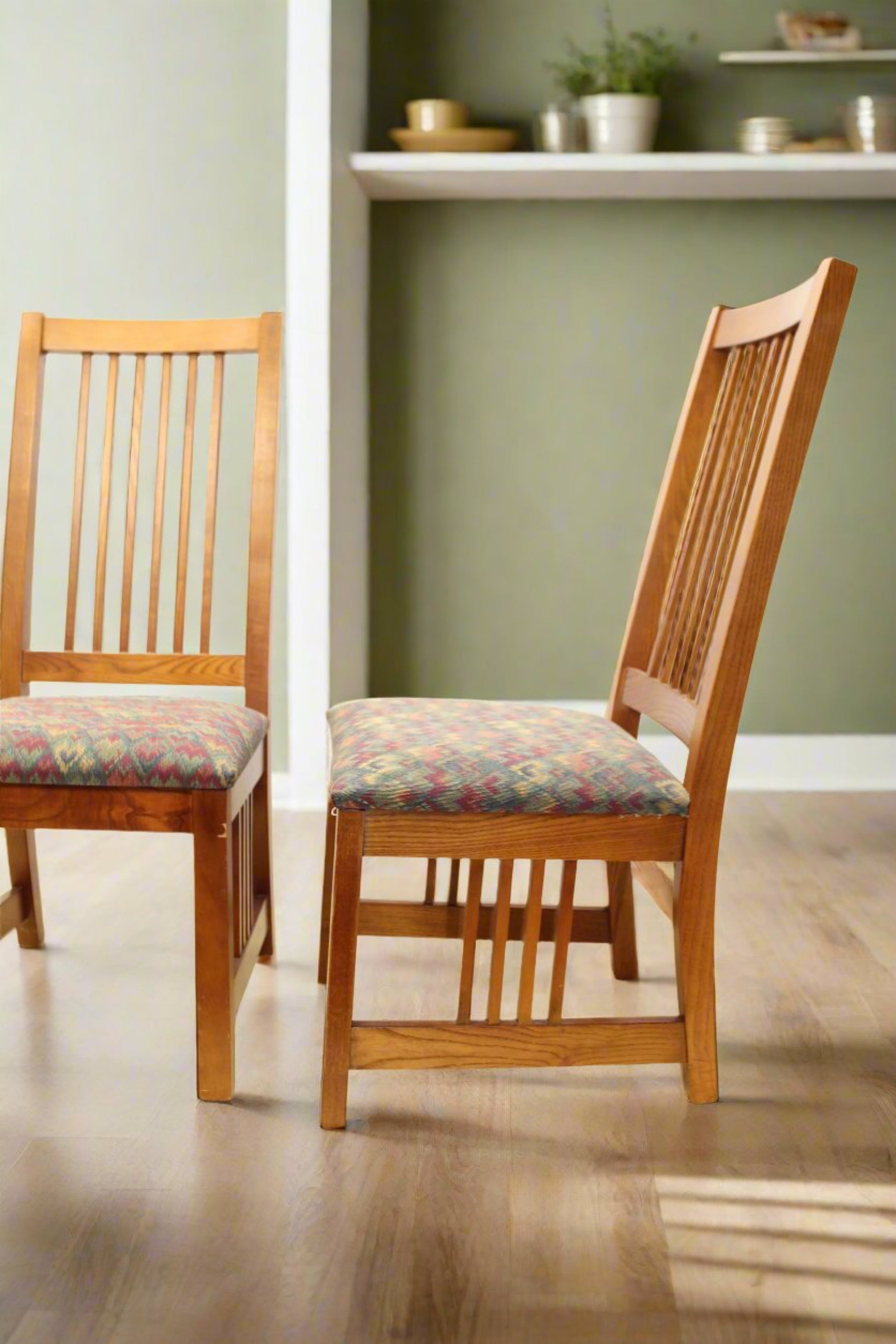 $-pc Solid Oak Mission Style Dining Room Chairs