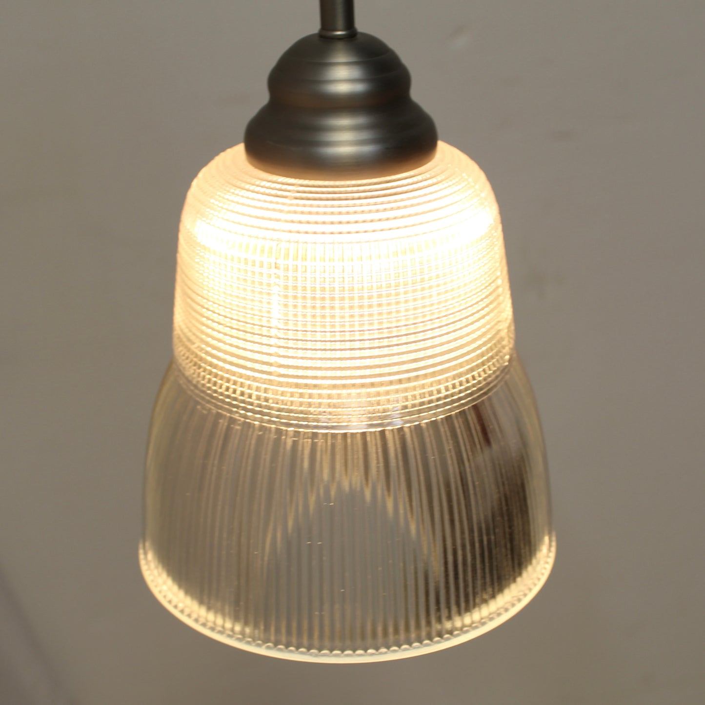 Vintage Industrial Prismatic Glass Pendant Light - Sloped Ceiling Compatible