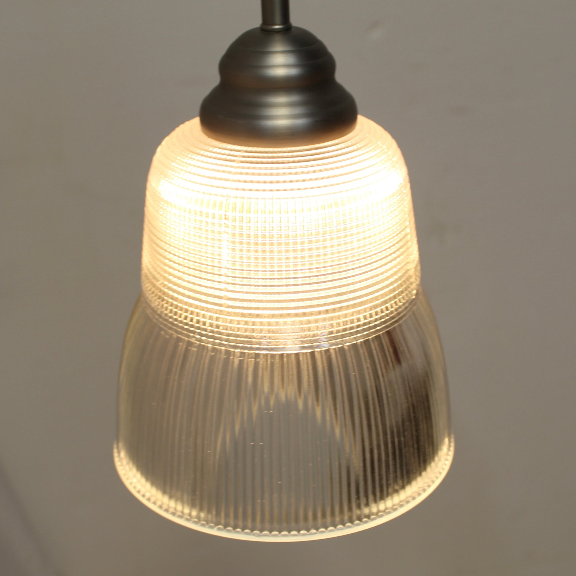 Vintage Industrial Prismatic Glass Pendant Light - Sloped Ceiling Compatible