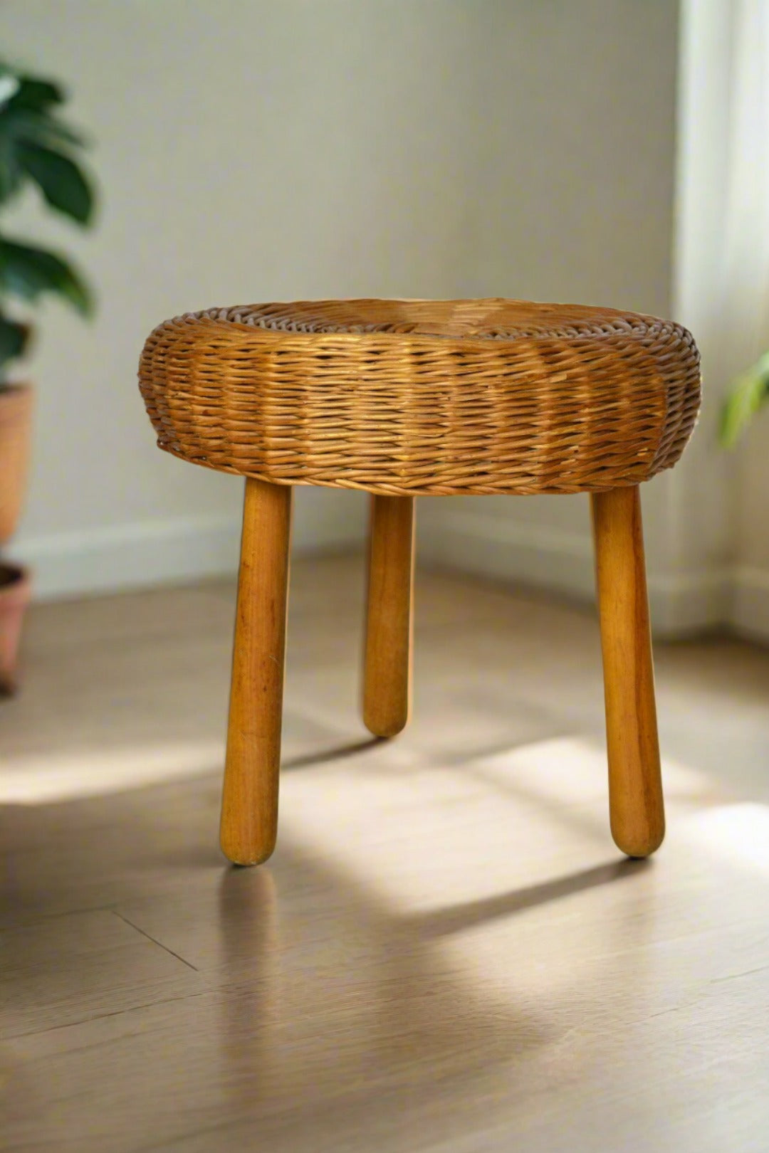 Wicker Tripod Stool Tony Paul