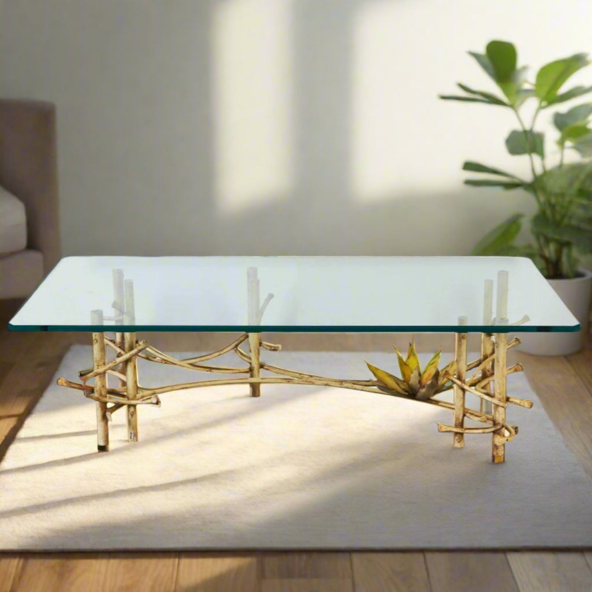 1960s Lotus Flower On Bones Wrought Iron Coffee Table | Silas Seandel | 