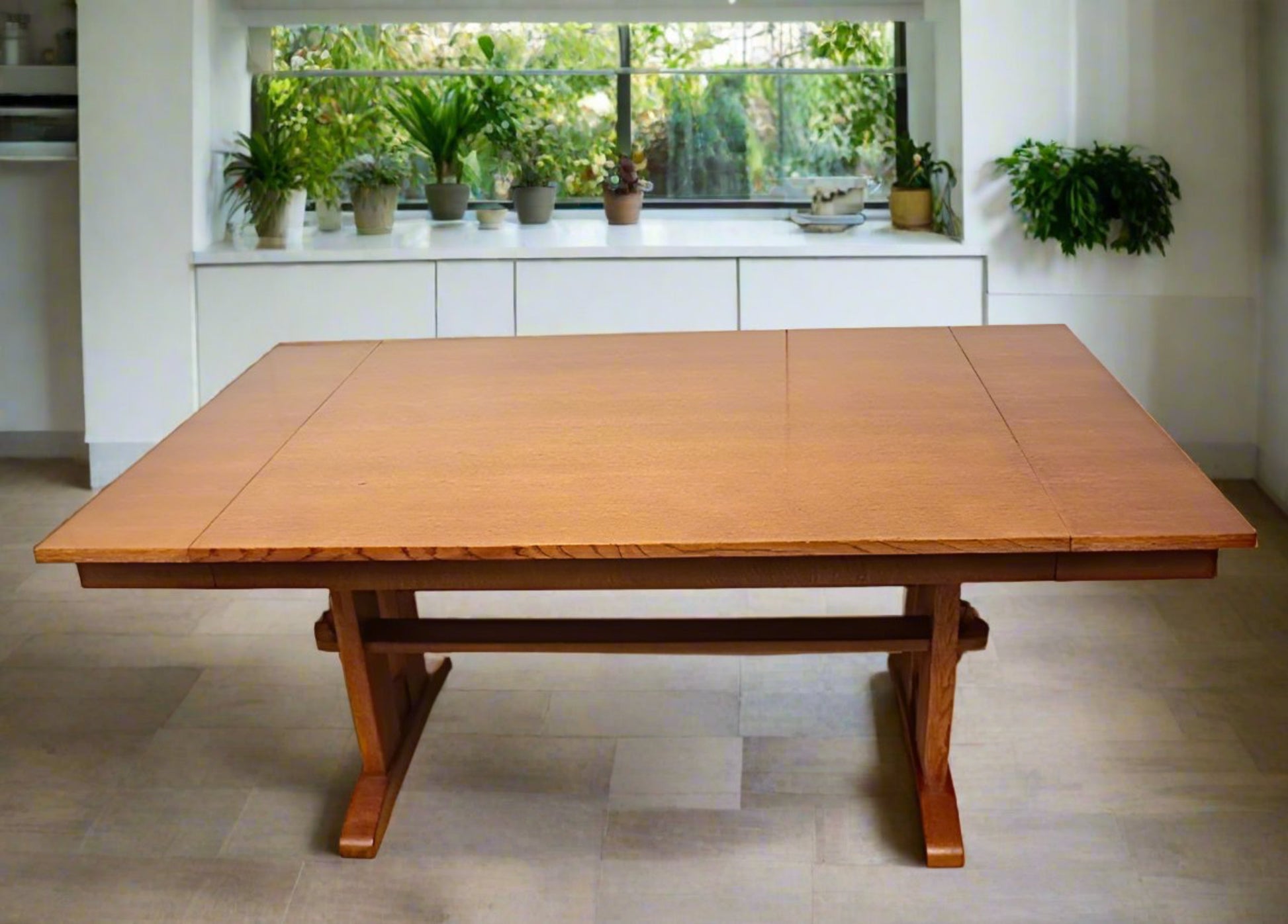 Wood Mission Trestle Dining Table