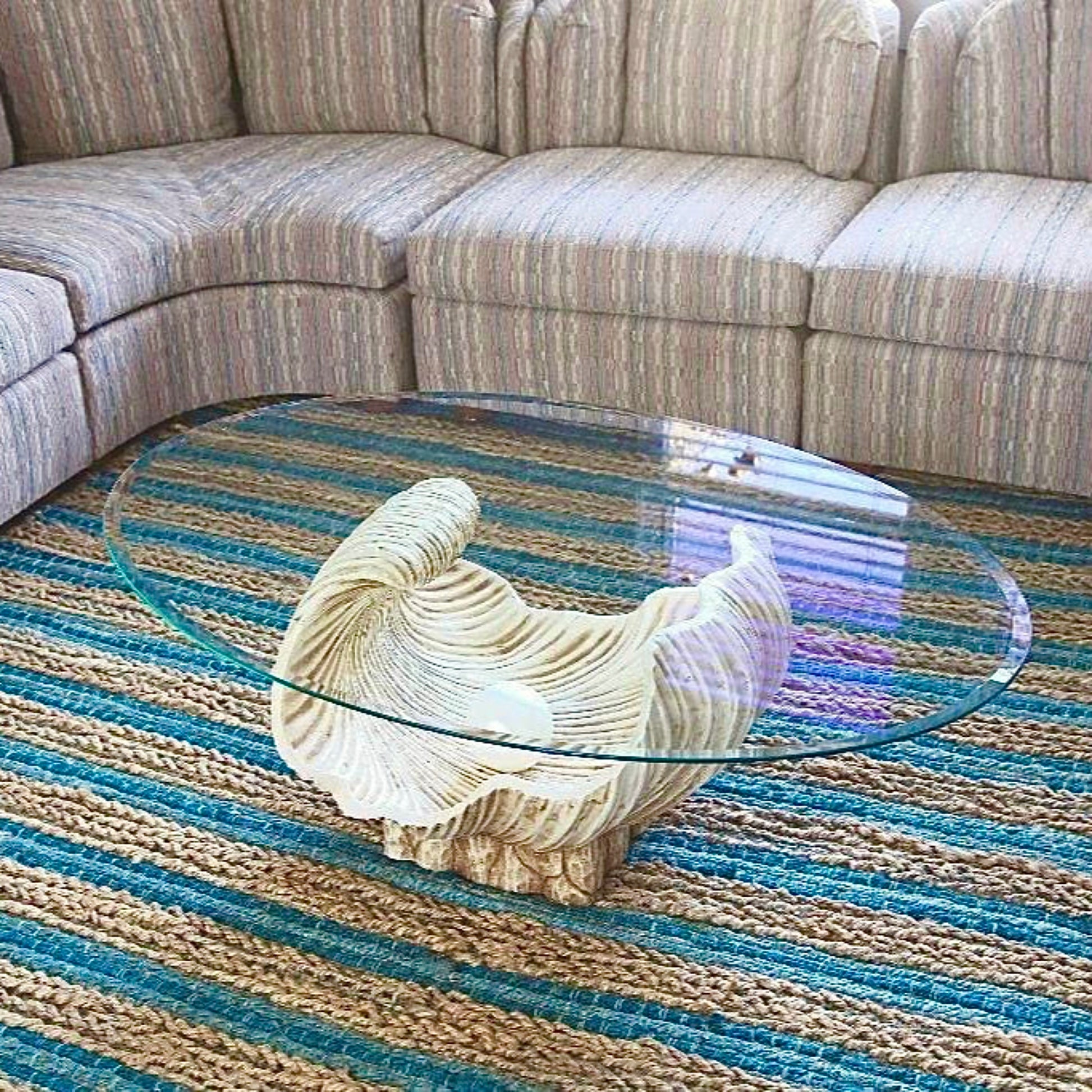 Rare 1980s Oyster Shell with Pearl Sculptural Coffee Table