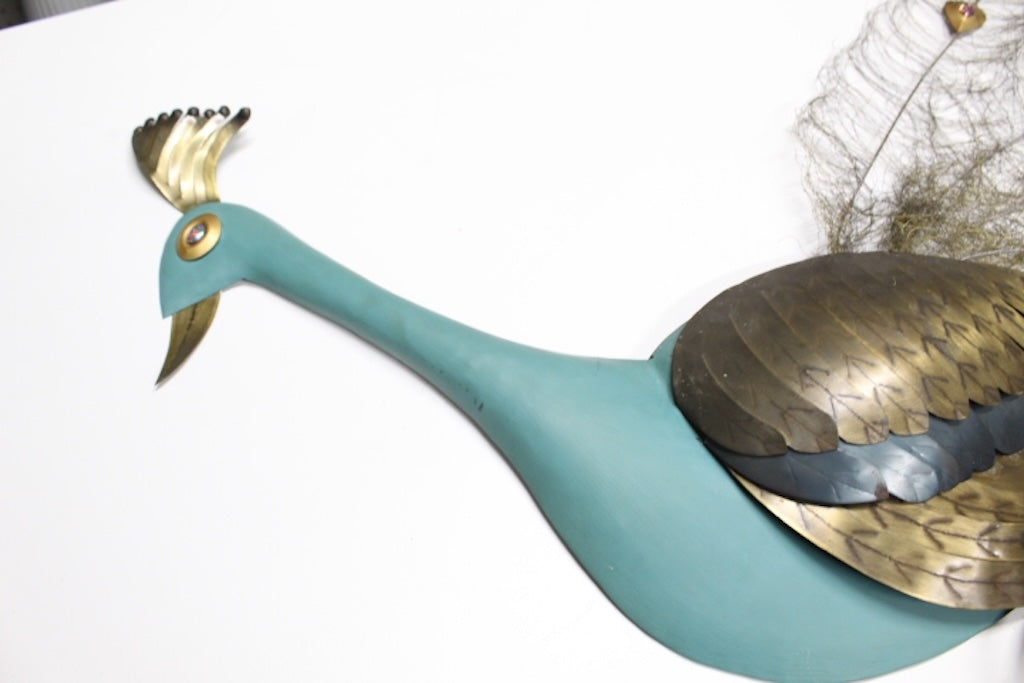 3-D Metal Peacock Wall Sculpture