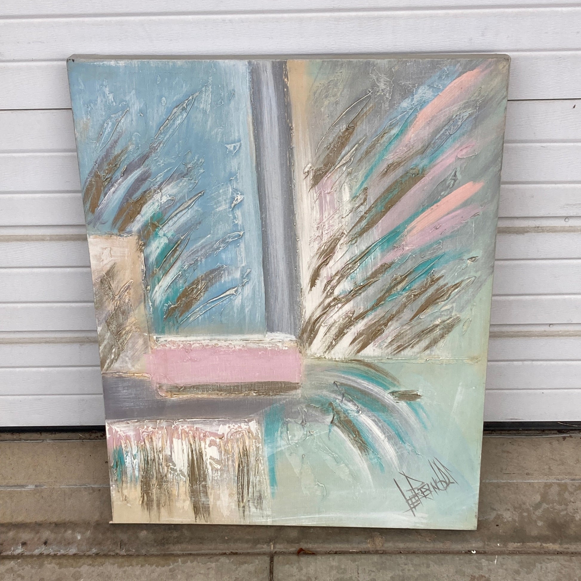 Large Vintage Abstract Expressionist Painting Signed