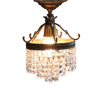 Vintage Brass and Crystal Pendant Light.