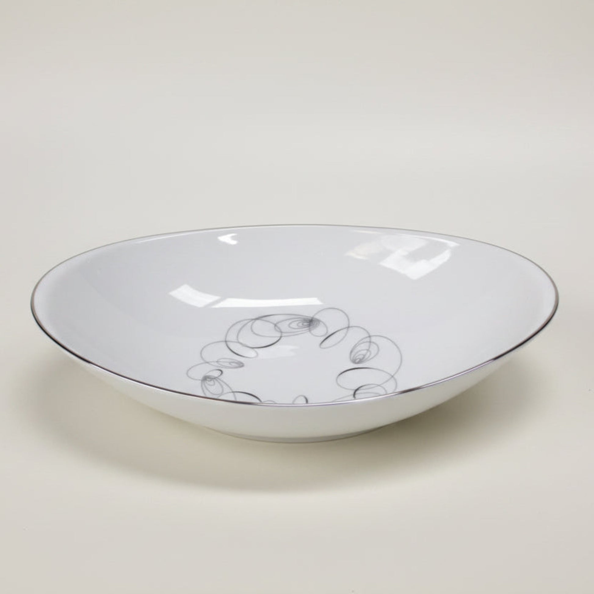 Vintage Mid-Century Meito Japan "Tempo" Oval Vegetable Serving Bowl - Atomic Swirl. 