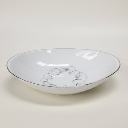 Vintage Mid-Century Meito Japan "Tempo" Oval Vegetable Serving Bowl - Atomic Swirl. 