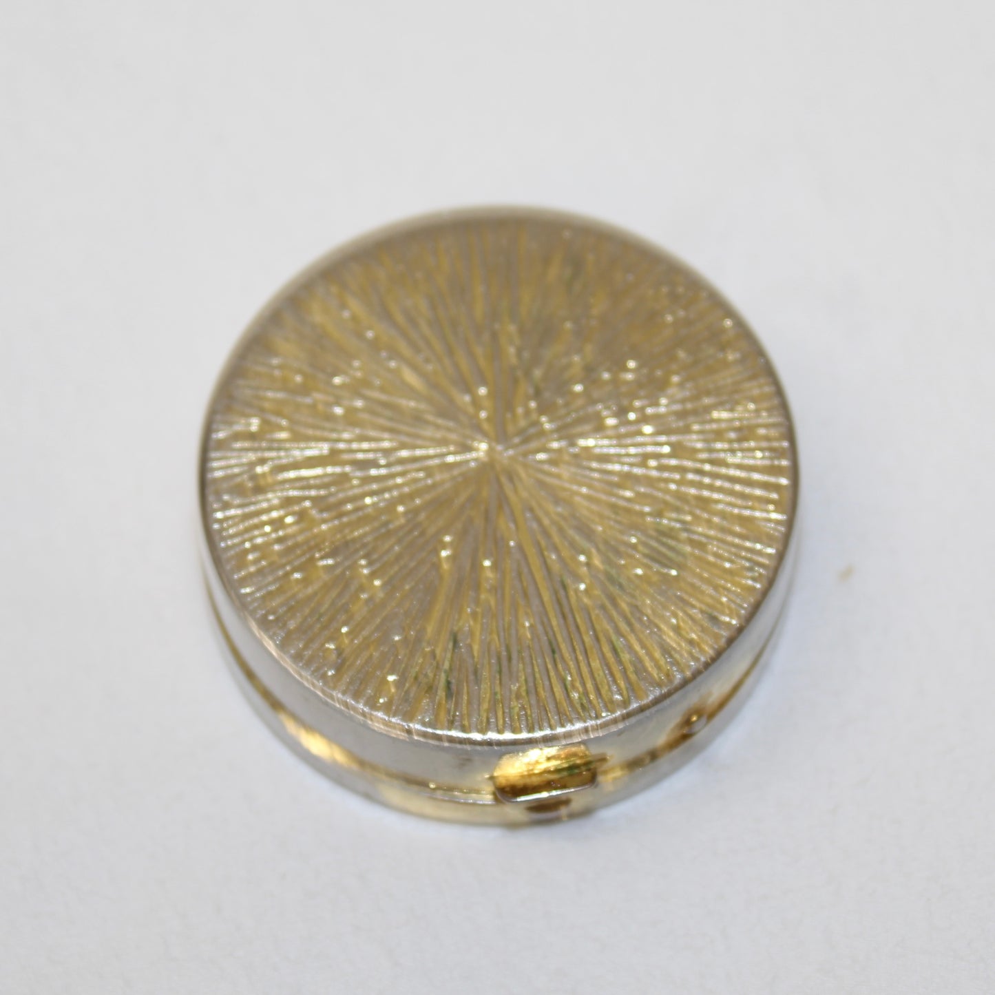 Vintage Spanish Damascene Pill Box – Hand-Inlaid Gold Bird & Floral Design. 