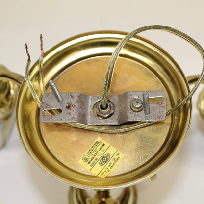 Vintage Adjustble 3 Arm Brass Plated Beveled Glass Chandelier