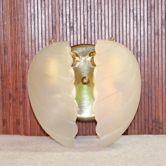 Vintage Frosted Glass Clam Shell Brass Sconce