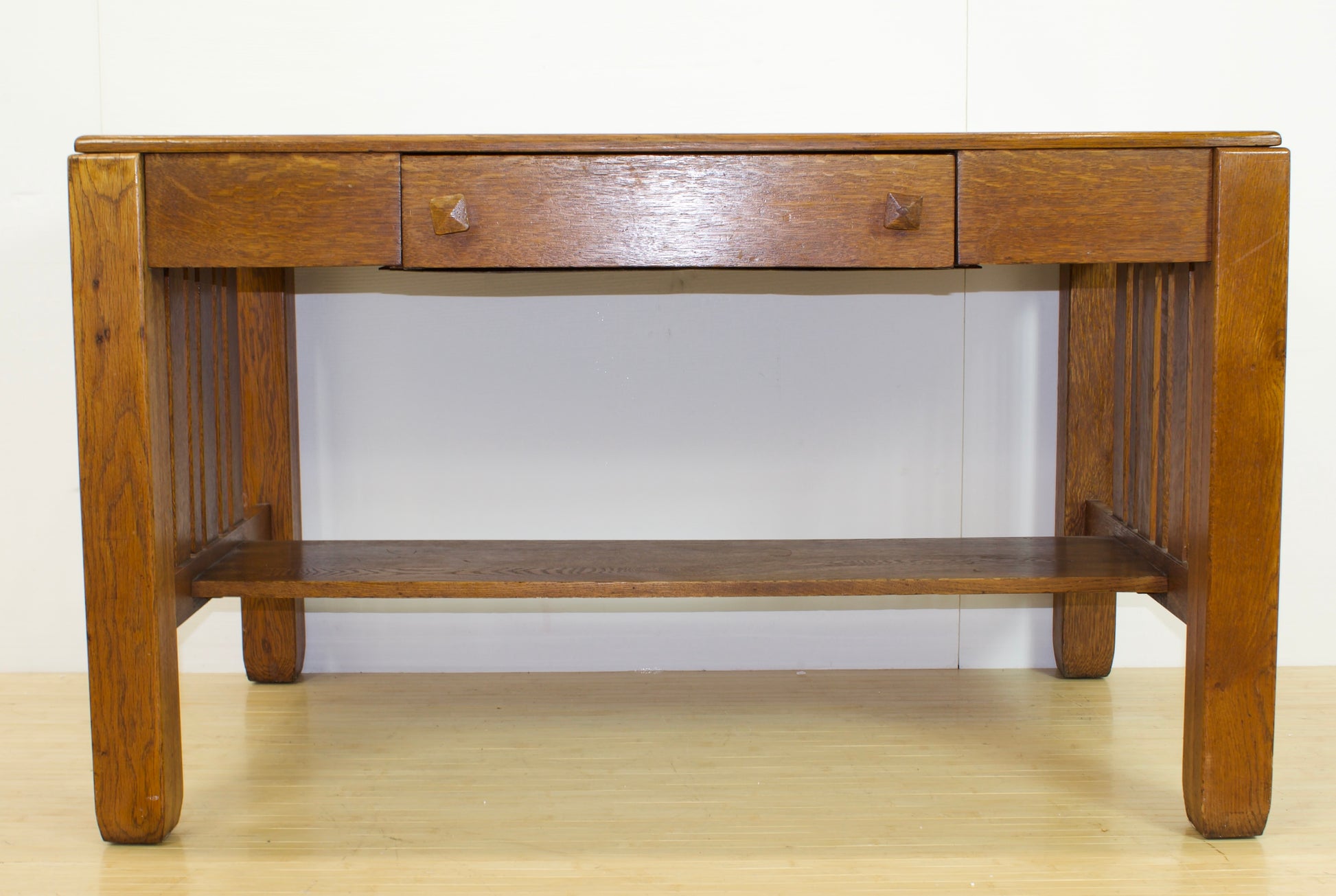 Solid Oak Mission-Style Library Desk 