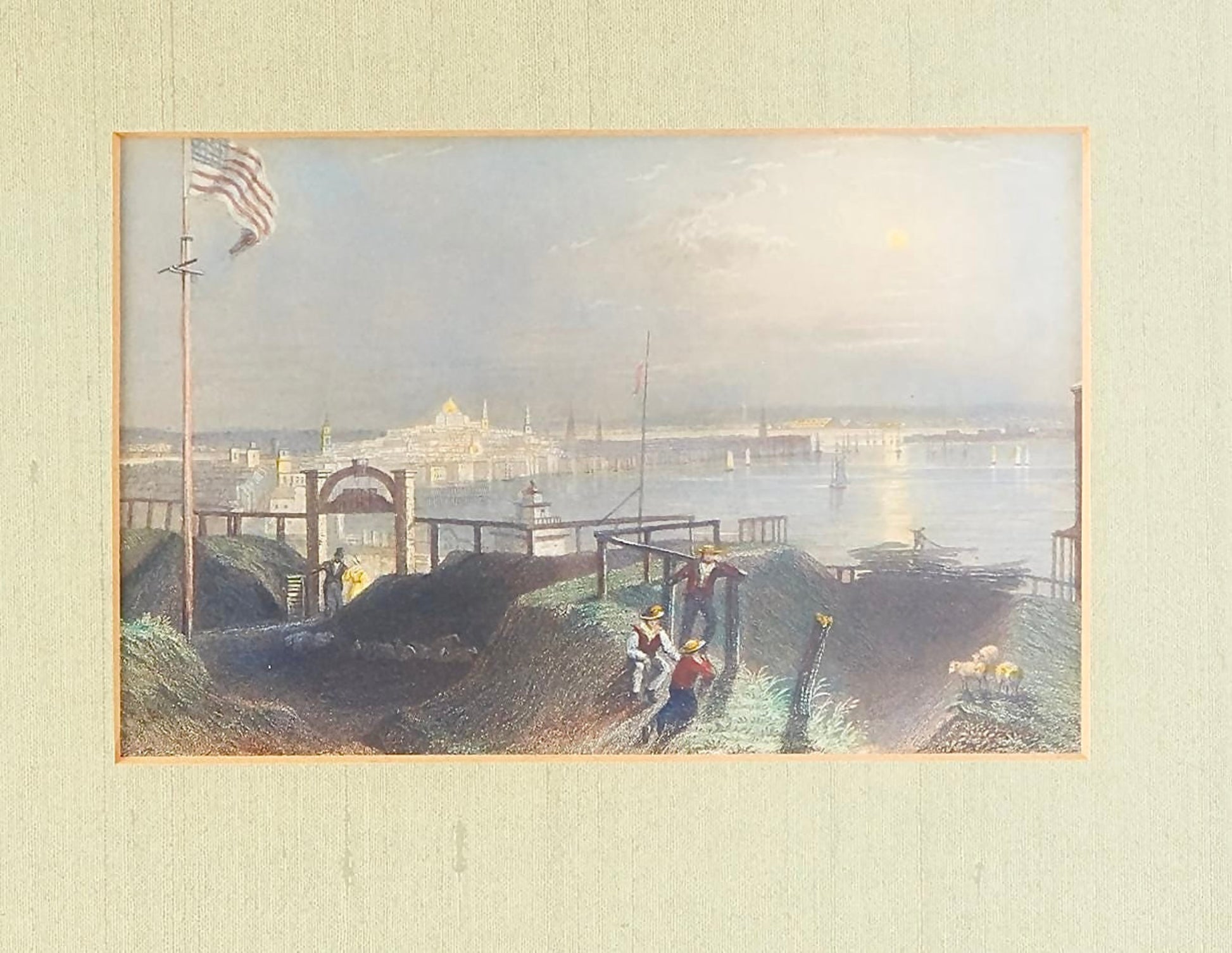 Antique WH Bartlett Historic Boston Framed Steel Prints | A Pair