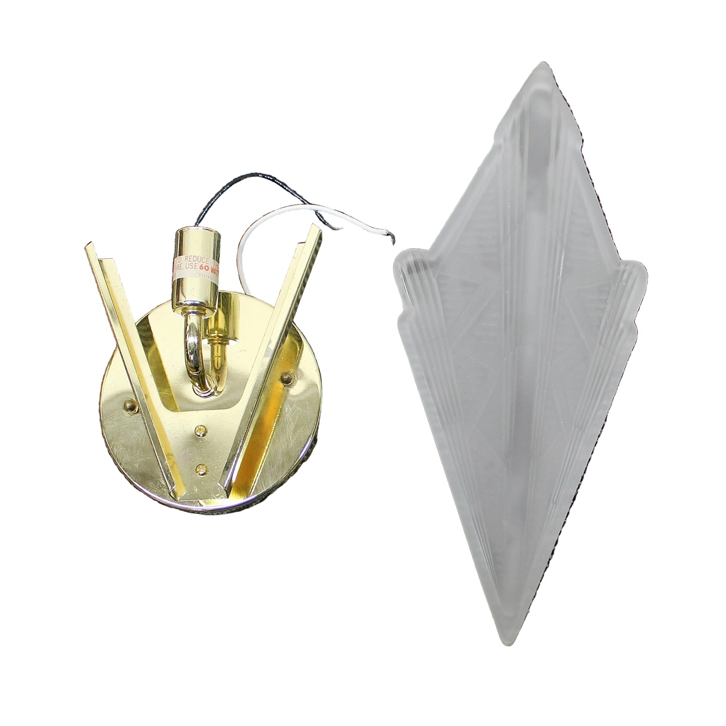 Polished Brass Art Deco Wall Sconce with Frosted Glass Shade