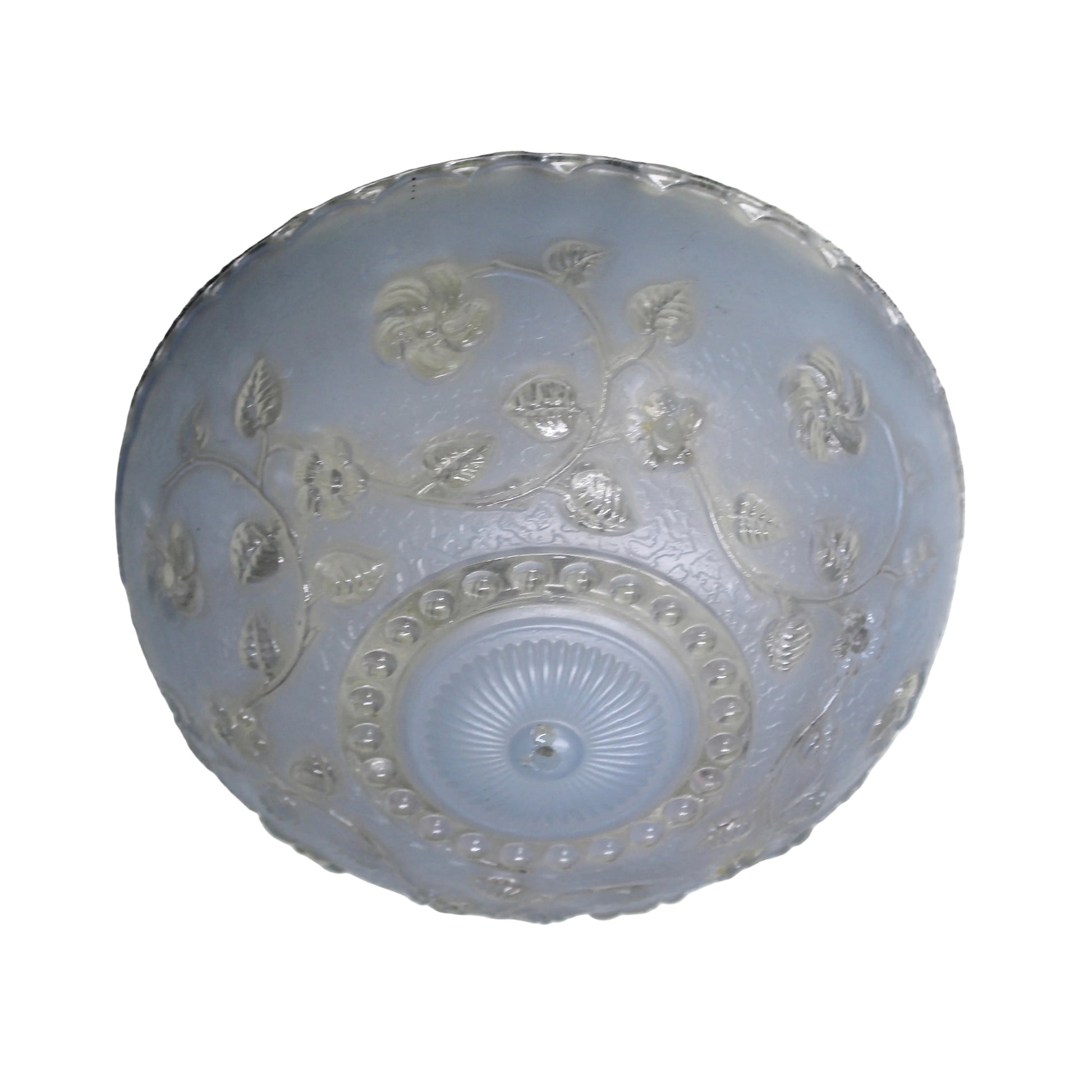 Art Nouveau Floral Design Blue Glass Light Shade. 