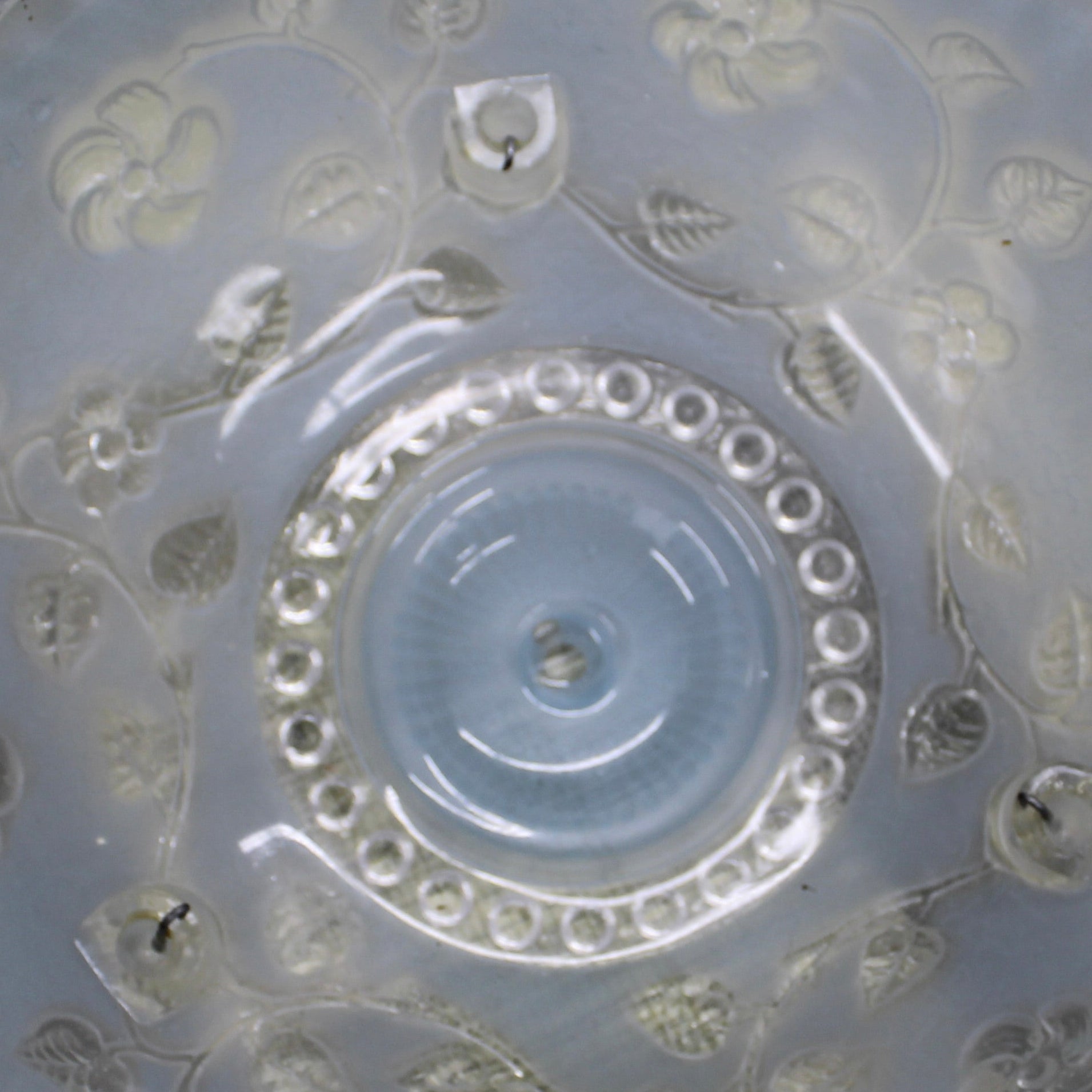 Art Nouveau Floral Design Blue Glass Light Shade Only.  