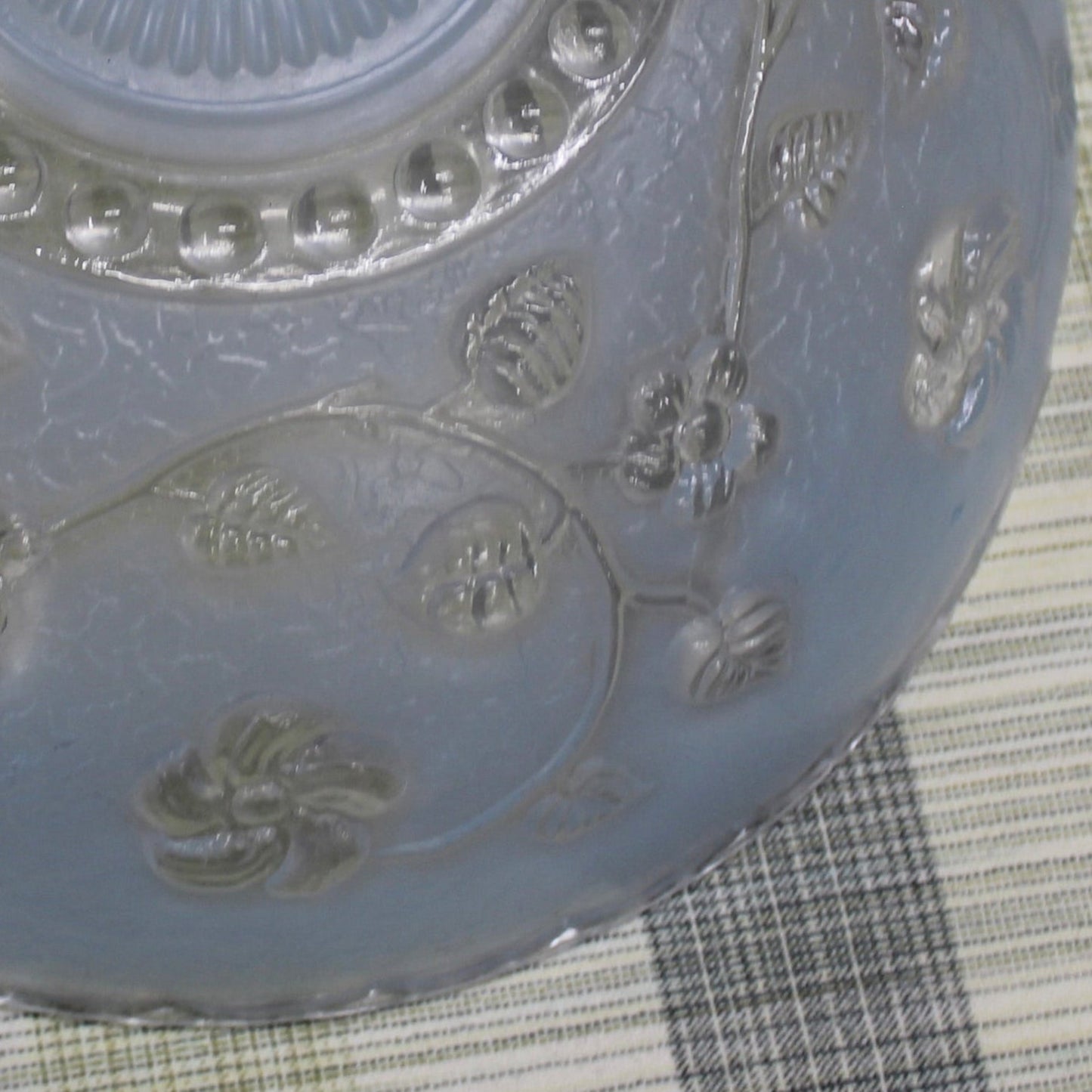 Art Nouveau Floral Design Blue Glass Light Shade Only.