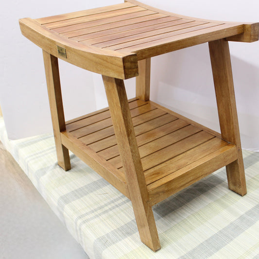 Authentic Broyhill Teak Wood Shower Stool.