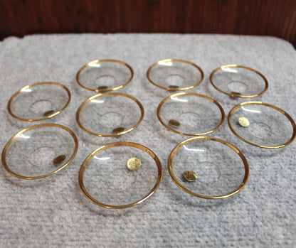 Round Clear Glass w/ Gold Rim Candle Wax Dip Catcher | 10 Pc.