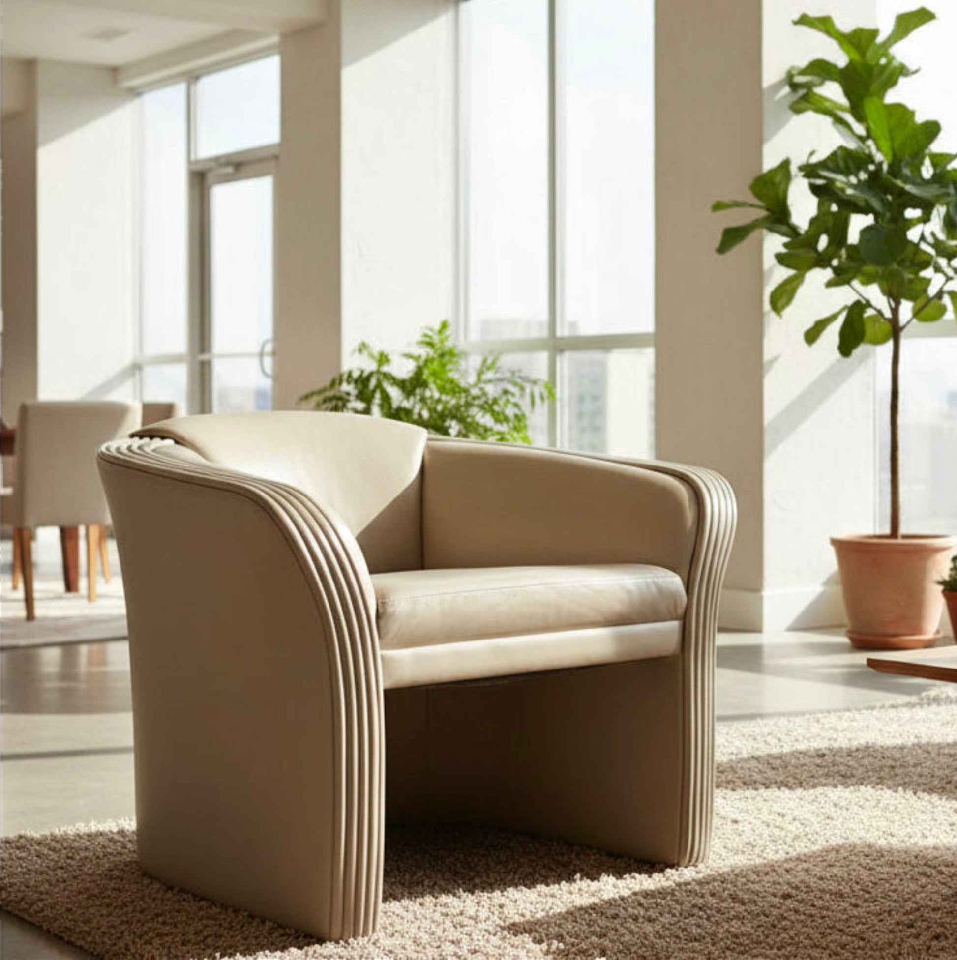 Patrician Furniture Co Leather Armchairs | Pair 1980s Post Modern 