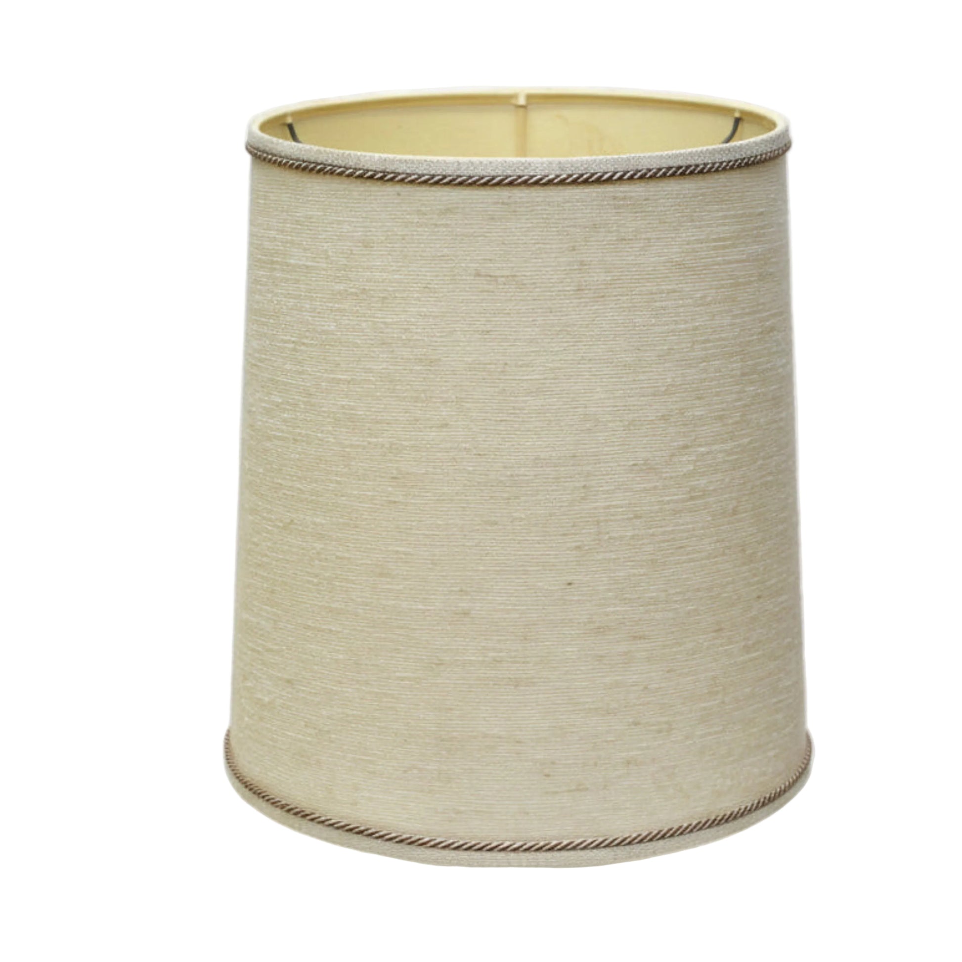 Mid-20th Century Textured Tweed Drum Lamp Shade with Braided Trim
