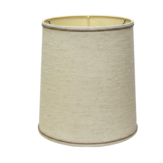 Mid-20th Century Textured Tweed Drum Lamp Shade with Braided Trim