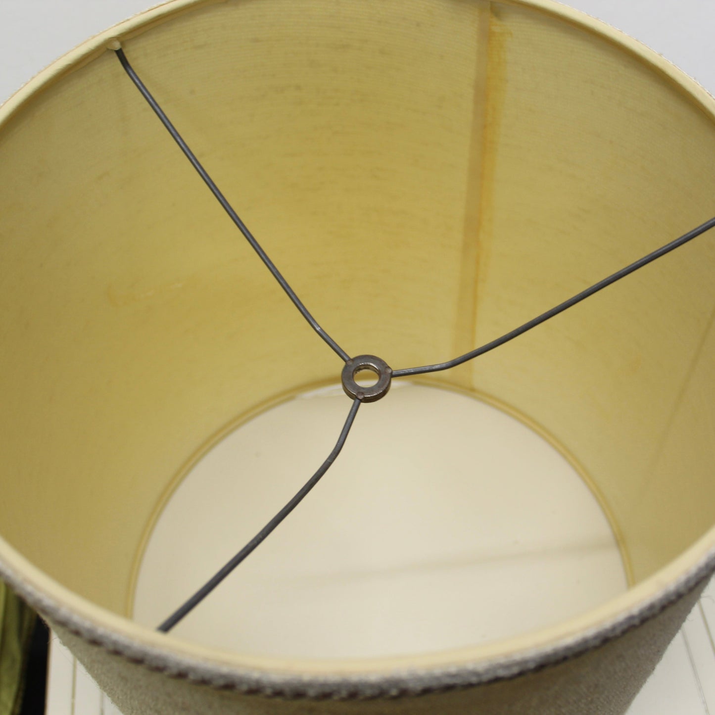 Mid-20th Century Textured Tweed Drum Lamp Shade with Braided Trim