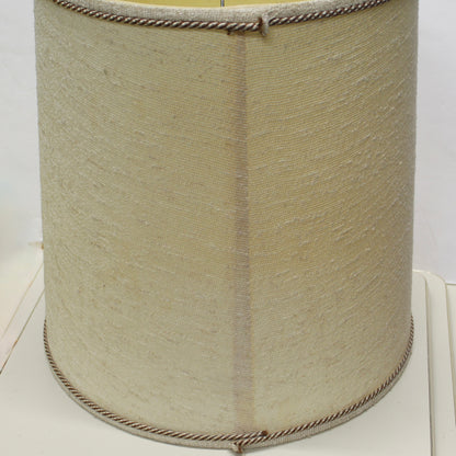 Mid-20th Century Textured Tweed Drum Lamp Shade with Braided Trim