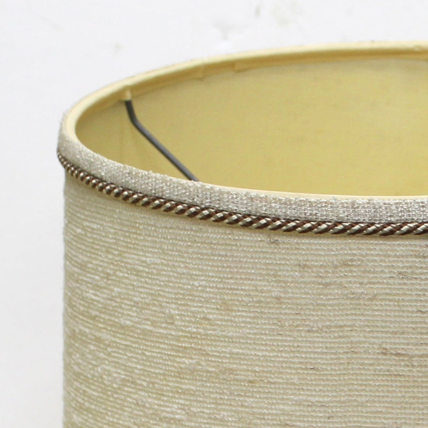 Mid-20th Century Textured Tweed Drum Lamp Shade with Braided Trim