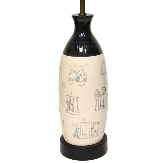 Vintage French Ceramic Table Lamp | ELC Du Nord | Birdcages
