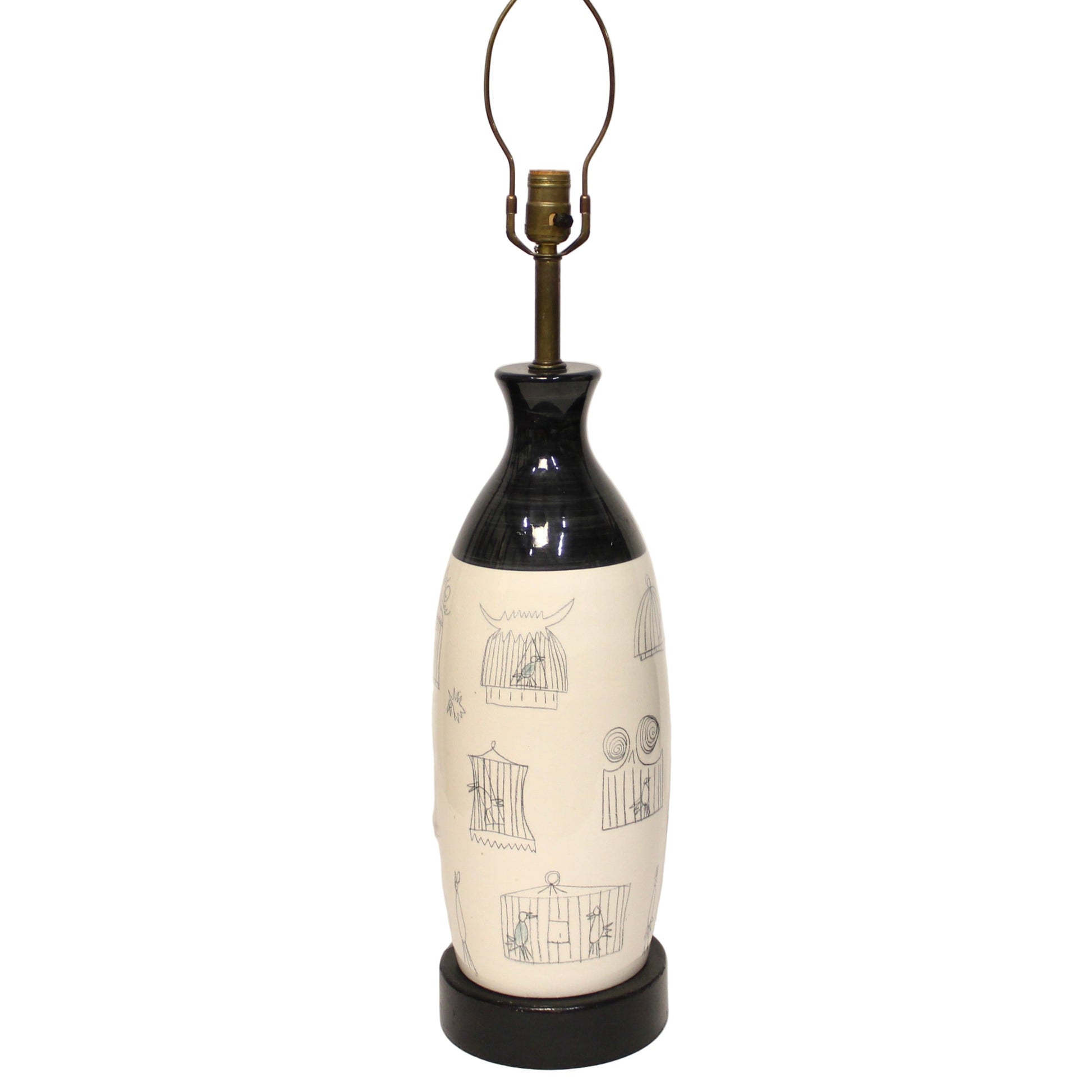 Vintage French Ceramic Table Lamp | ELC Du Nord | Birdcages