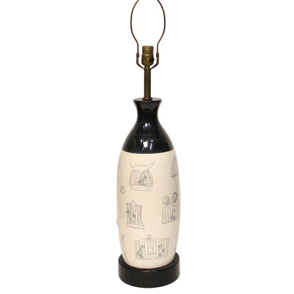 Vintage French Ceramic Table Lamp | ELC Du Nord | Birdcages