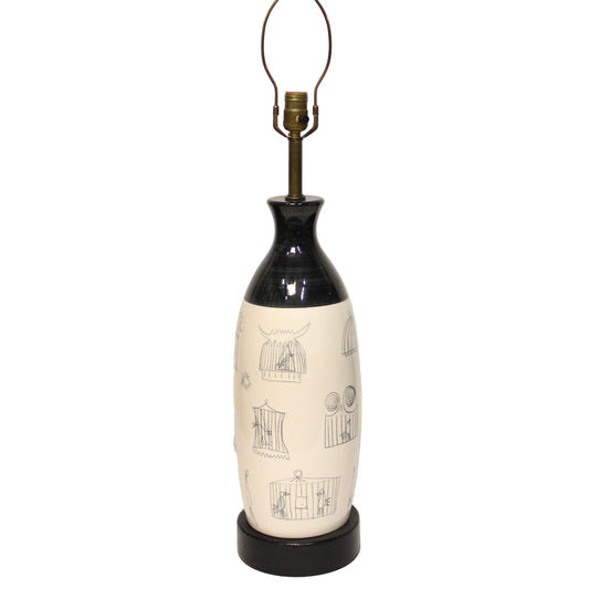 Vintage French Ceramic Table Lamp | ELC Du Nord | Birdcages