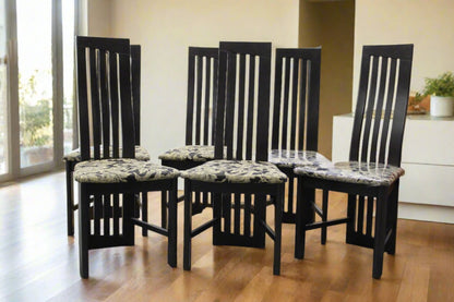 6 Pc. Set - Post-Modern High Slat Back Dinning Chairs