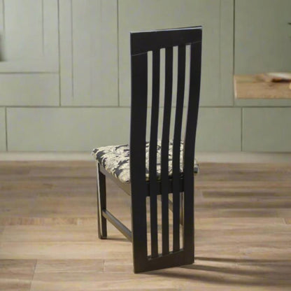 Dor-Val High Slat Back Black Lacquer Dining Chairs