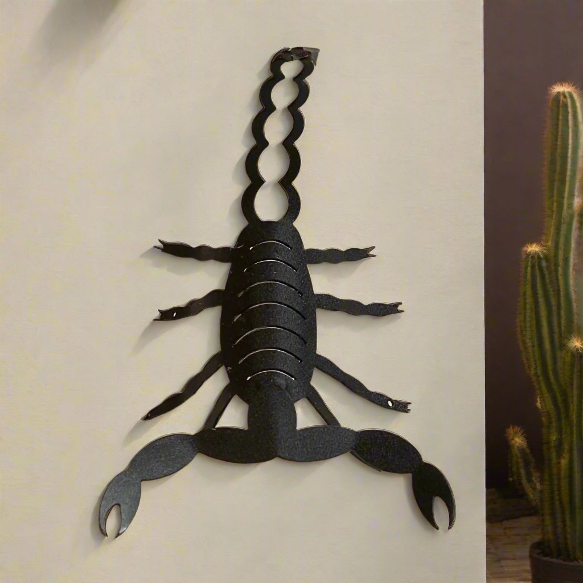 Black Metal Scorpion Silhouette Statue