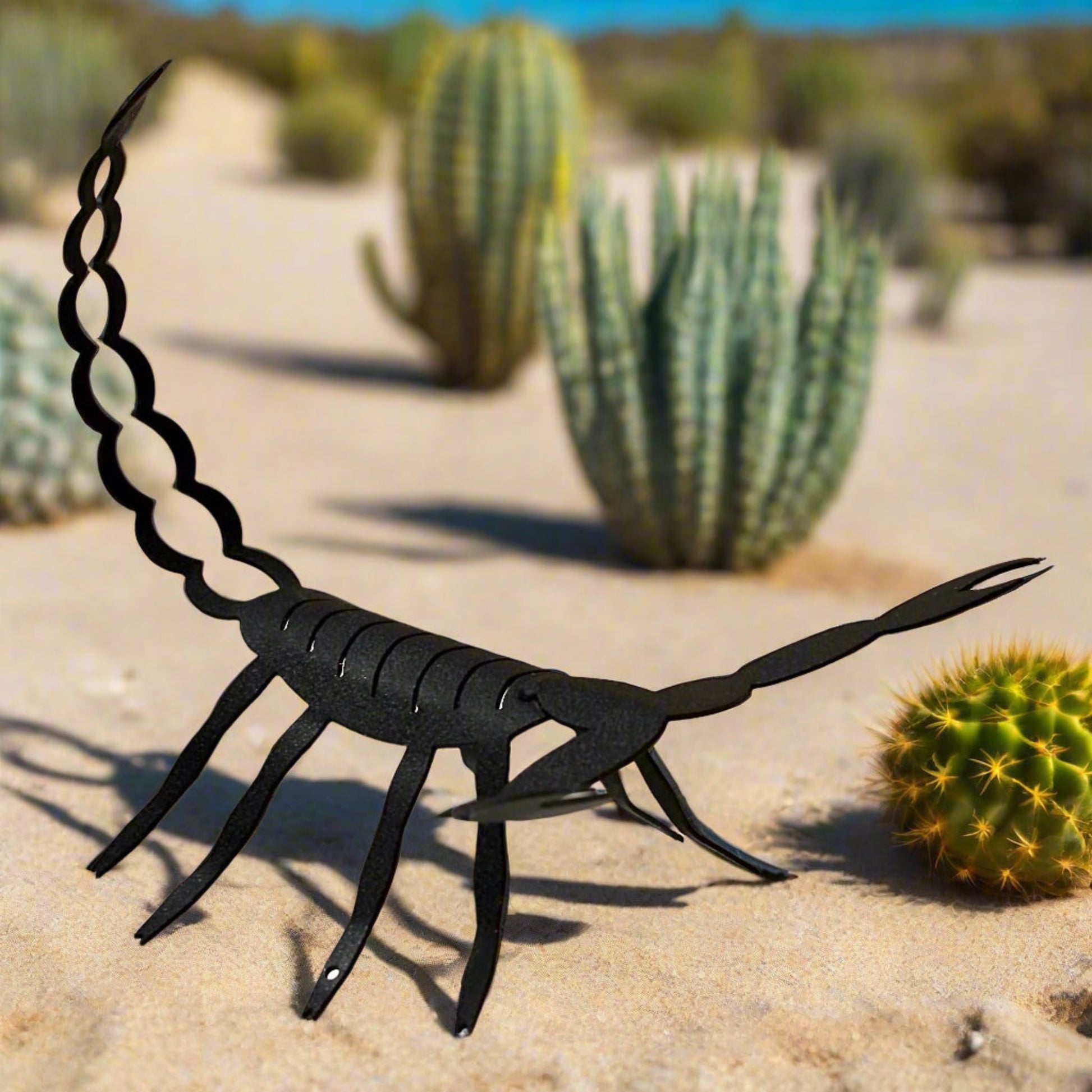 Black Metal Scorpion Silhouette Statue