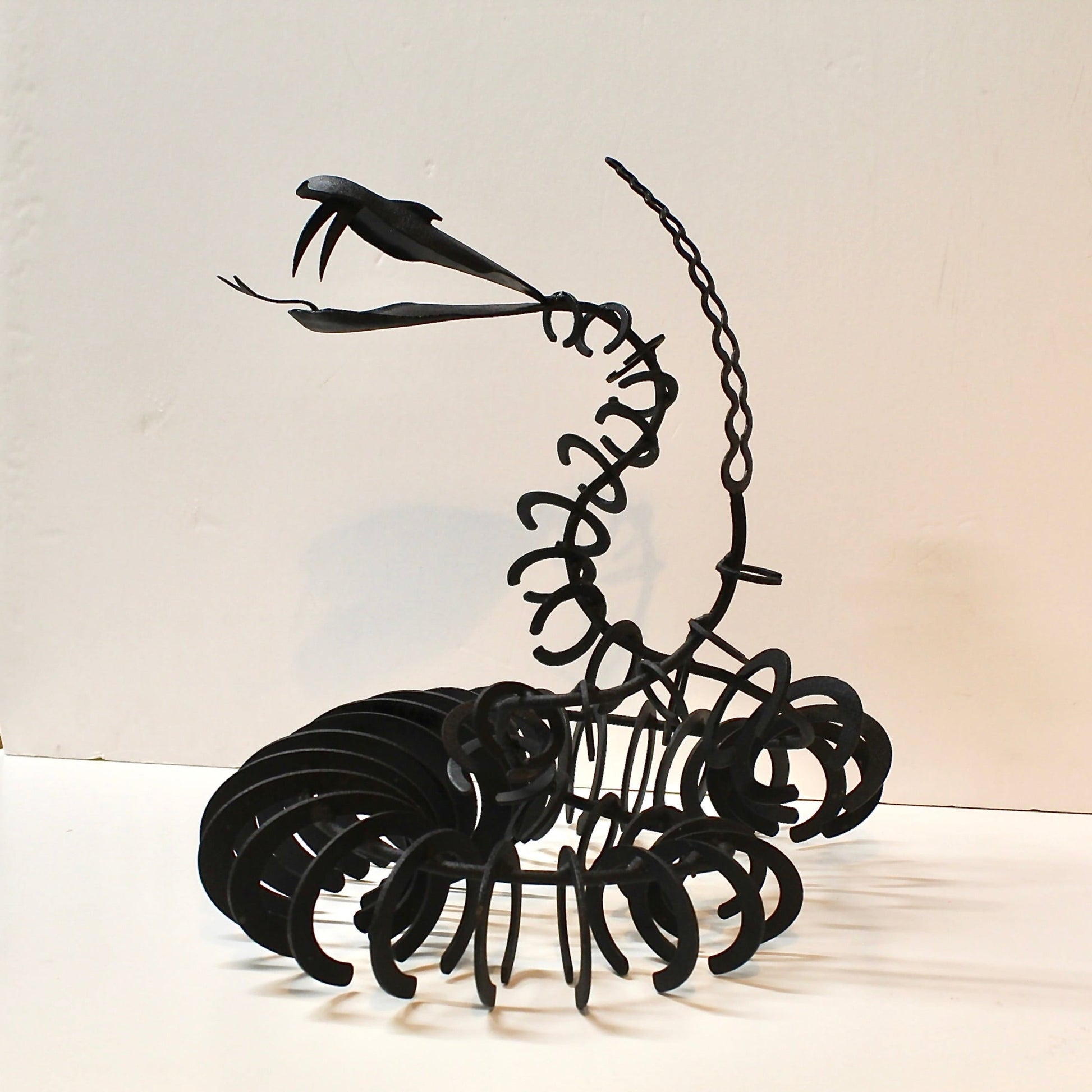 Modernist Snake & Scorpion Black Metal Sculpture Set