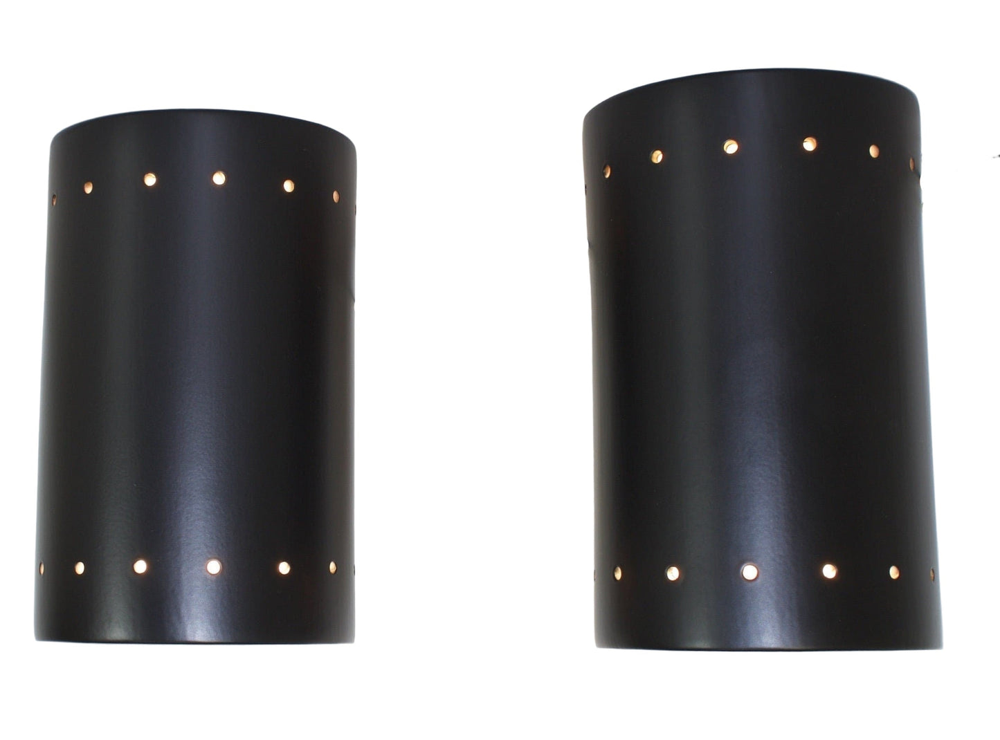 Pair of Handcrafted Black Ceramic Wall Sconces - OffCenterModern