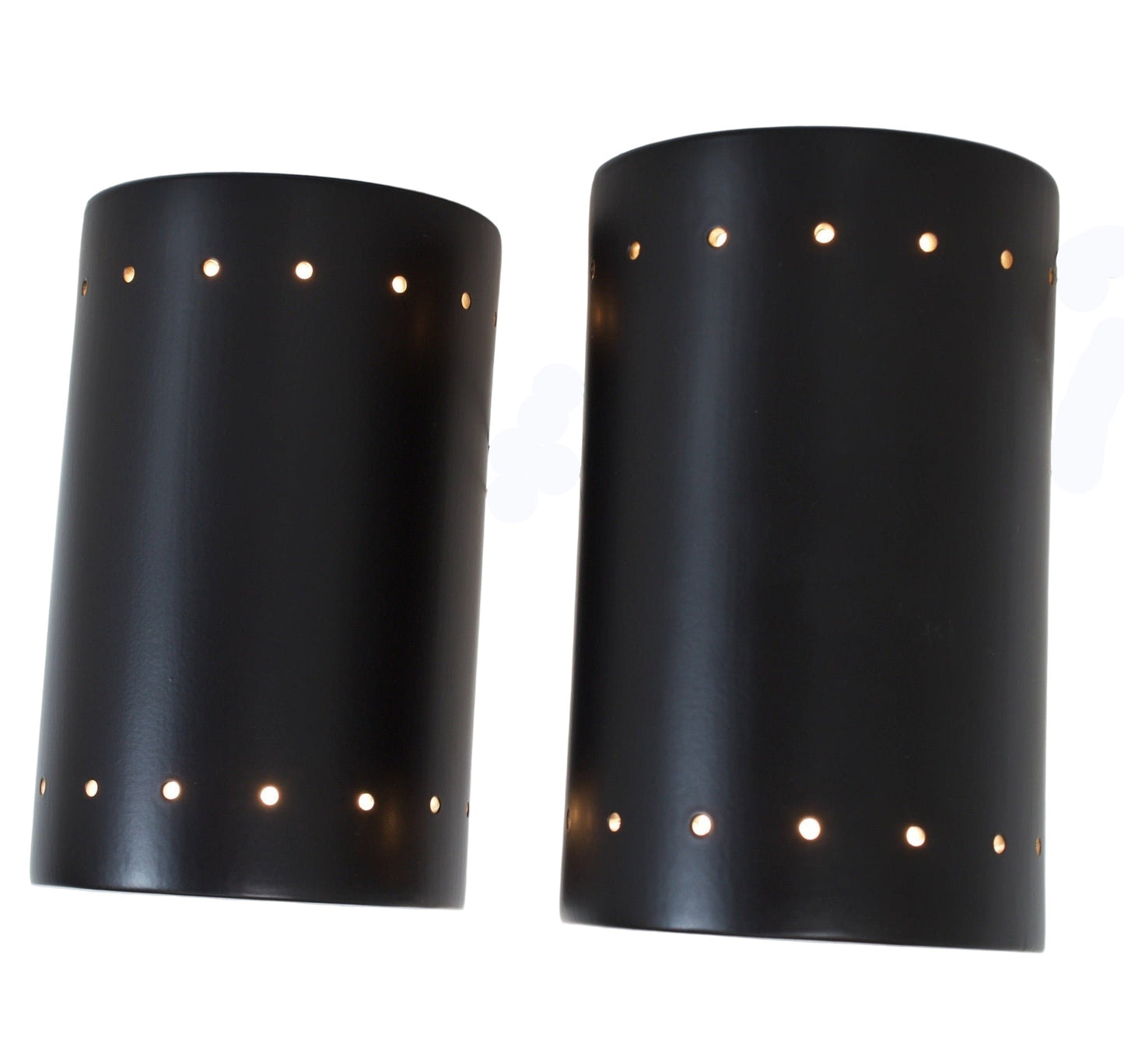 Pair of Handcrafted Black Ceramic Wall Sconces - OffCenterModern