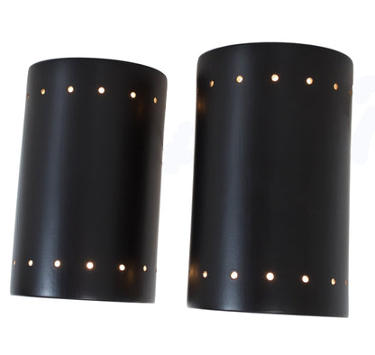 Pair of Handcrafted Black Ceramic Wall Sconces - OffCenterModern