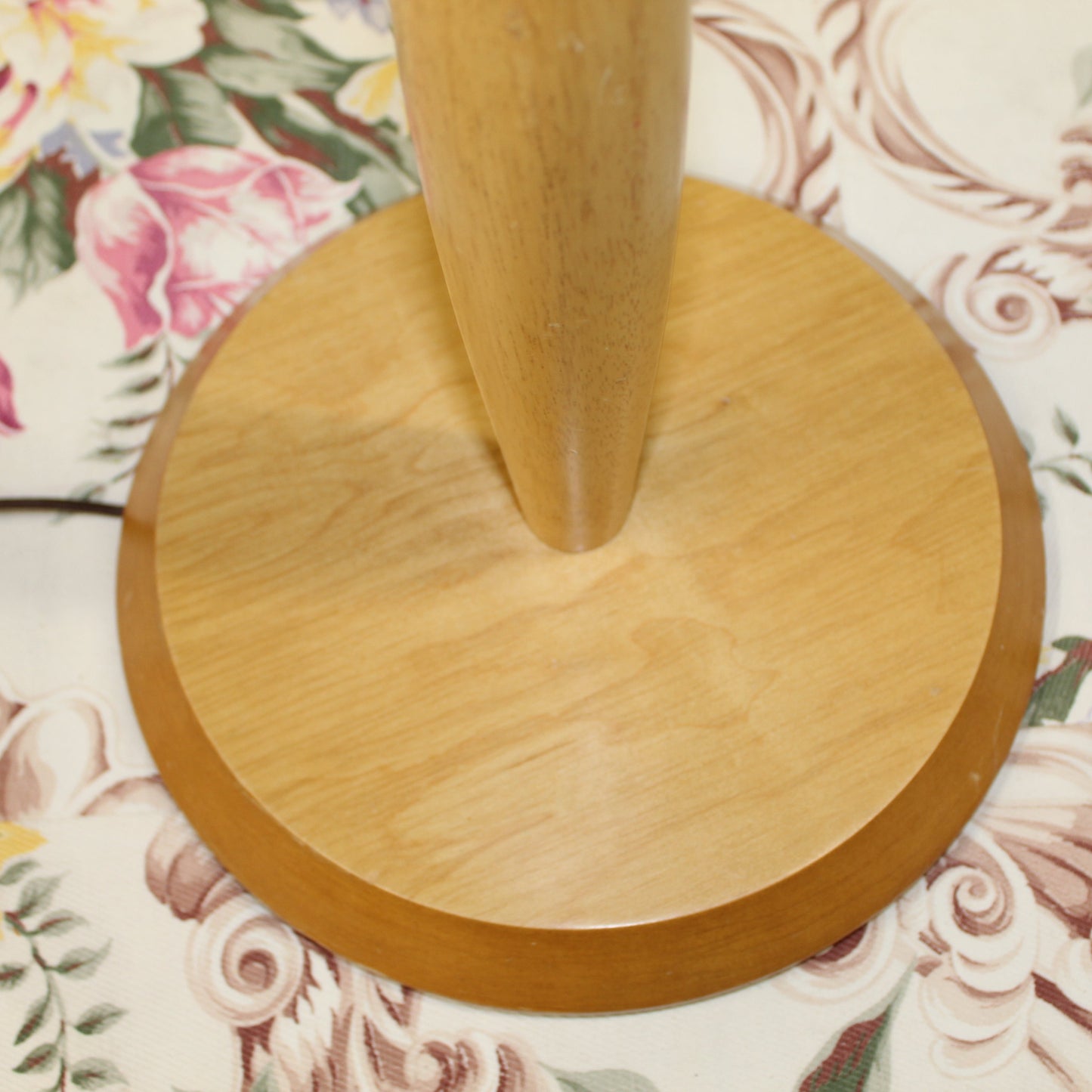 Pair of Vintage Smoke Glass Globe Wood Base Floor Lamp