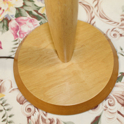 Pair of Vintage Smoke Glass Globe Wood Base Floor Lamp