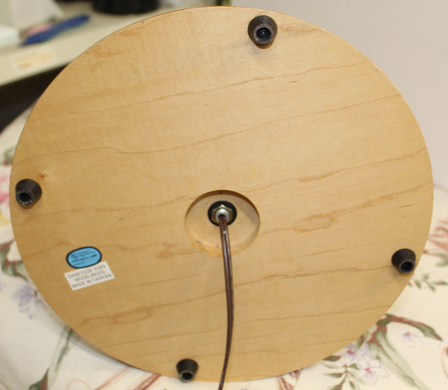 Pair of Vintage Smoke Glass Globe Wood Base Floor Lamp