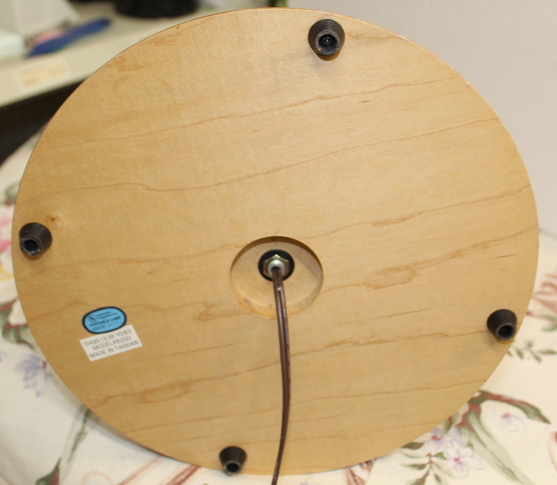 Pair of Vintage Smoke Glass Globe Wood Base Floor Lamp