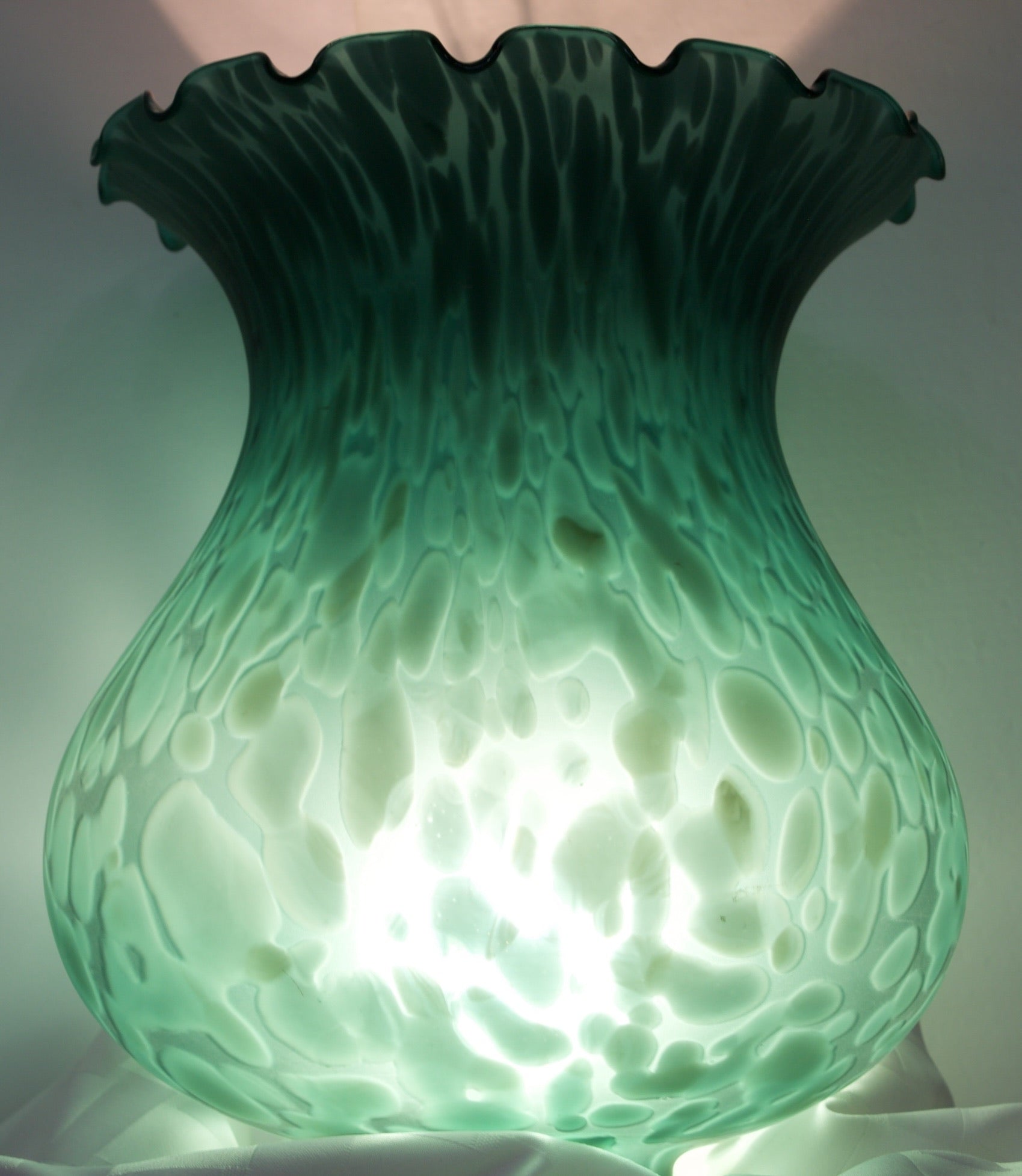Blown Green Glass Lamp Shade 
