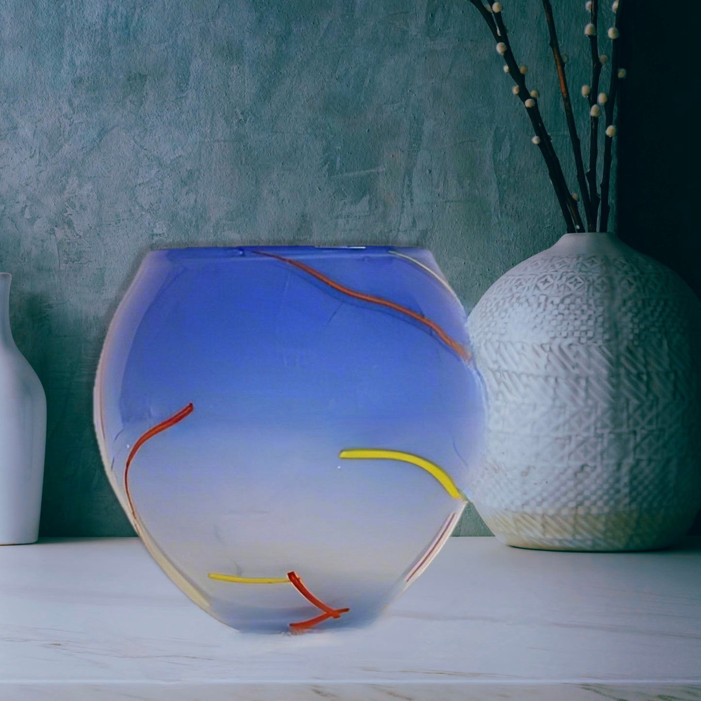 Blue Art Glass Vase | Artist Signed