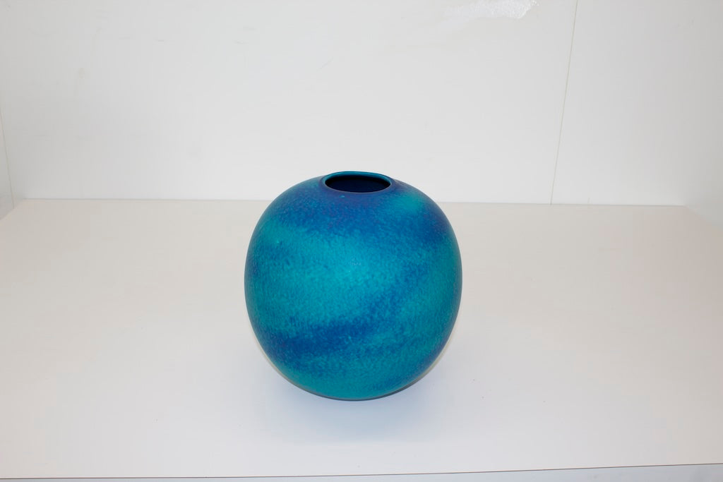 Aqua Swirl Colored Ceramic Vase