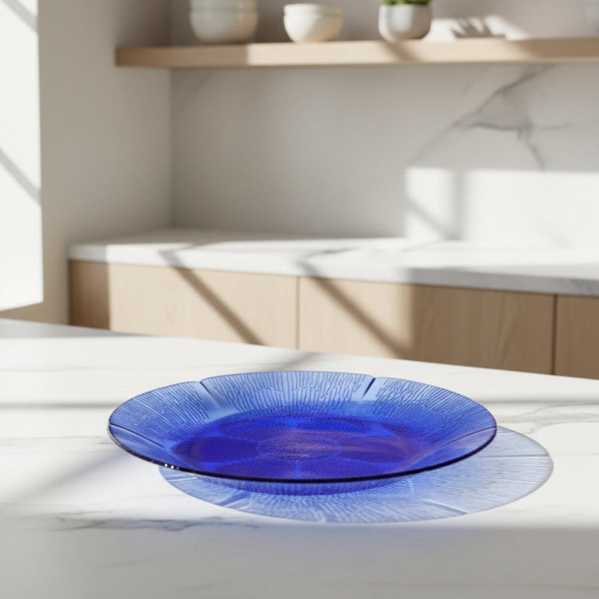 23 Pc. Blue Glass Sunflower Design | Forte Crisa Mexico