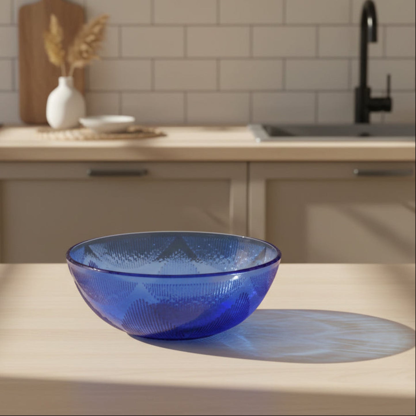 23 Pc. Blue Glass Sunflower Design | Forte Crisa Mexico